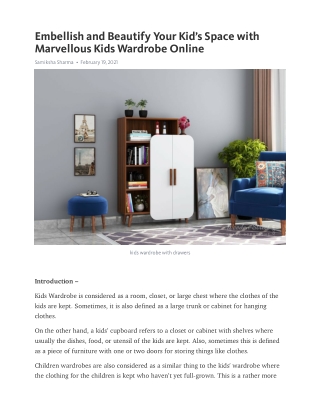 Embellish and Beautify Your Kid’s Space with Marvellous Kids Wardrobe Online