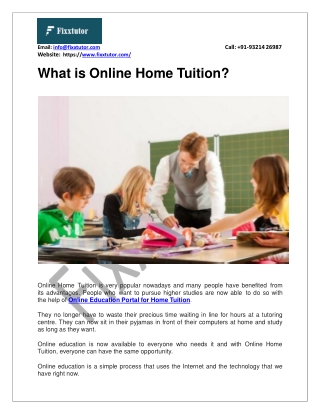 What is Online Home Tuition