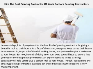 Hire The Best Painting Contractor Of Santa Barbara Painting Contractors