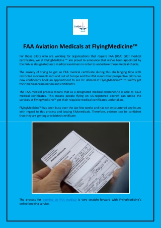 FAA Aviation Medicals at FlyingMedicine™