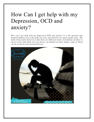 How Can I get help with my Depression, OCD and anxiety?