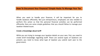 How To Document Your Finances? Simple Hacks To Manage Your Tax