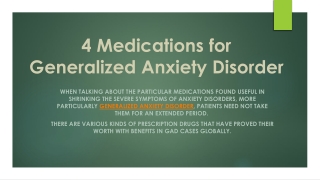4 Medications for Generalized Anxiety Disorder