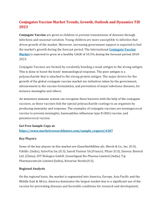 Conjugates Vaccine Market Trends, Growth, Outlook and Dynamics Till 2023