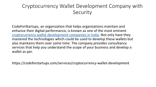 Cryptocurrency Wallet Development Company with Security