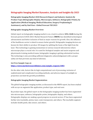Holographic Imaging Market Dynamics, Analysis and Insights By 2023