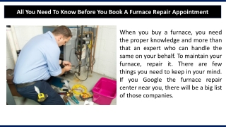 All You Need To Know Before You Book A Furnace Repair Appointment