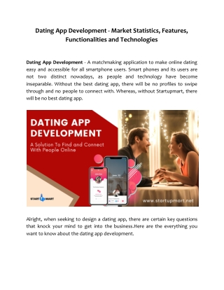 Dating App Development - Market Statistics, Features, Functionalities and Technologies