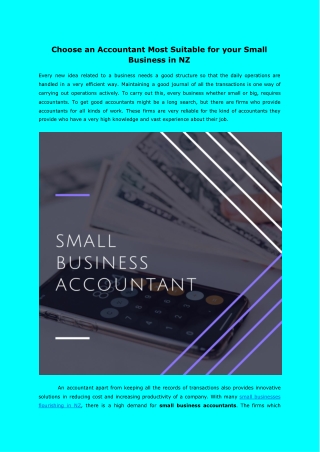 Choose an Accountant Most Suitable for your Small Business in NZ