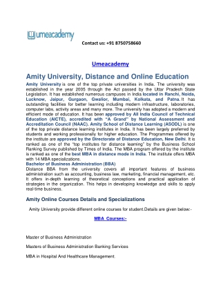 Amity Distance Education MBA Admission 2021-2022,Fees,Eligibility,Review,Ranking