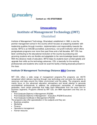 IMT Ghaziabad Distance Learning MBA/PGDM Admission 2021-2022,Fees,Eligibility Criteria,Review
