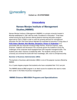 NMIMS Distance Learning MBA Admission 2021 | Programs | Fees