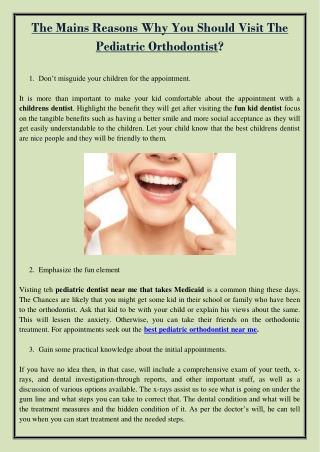 The Mains Reasons Why You Should Visit The Pediatric Orthodontist?