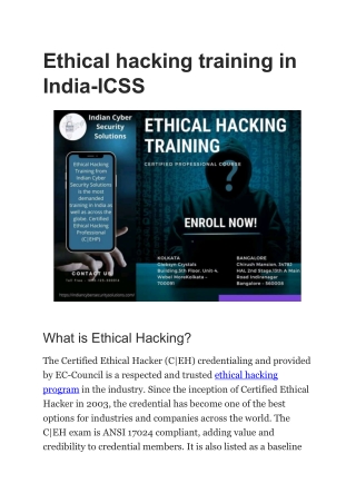 Ethical hacking training in India-ICSS