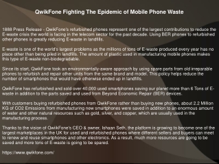 QwikFone Fighting The Epidemic of Mobile Phone Waste