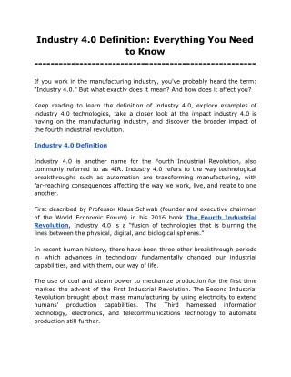 Industry 4.0 Definition: Everything You Need to Know