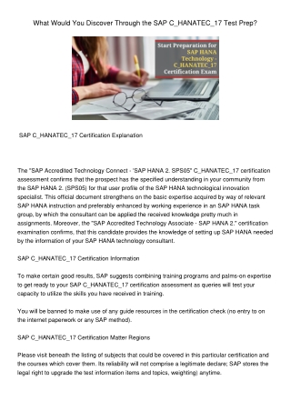 WhatWouldYouDiscoverThroughtheSAPC_HANATEC_17TestPrep