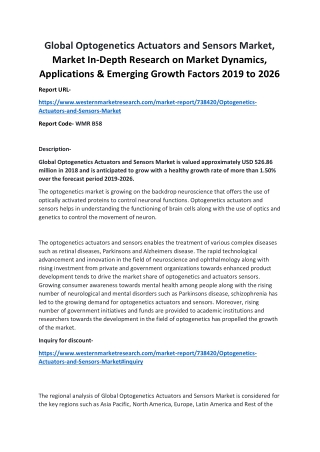 Global Optogenetics Actuators and Sensors Market