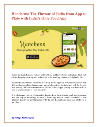 Hanchens: The Flavour of India from App to Plate with India’s Only Food App