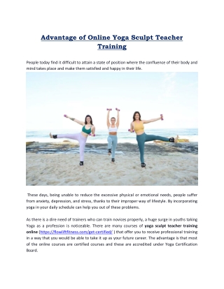 Advantage of Online Yoga Sculpt Teacher Training