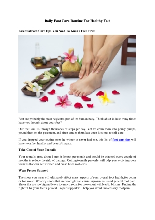 Daily Foot Care Routine For Healthy Feet