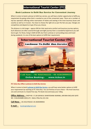 Book Lucknow to Delhi Bus Service for Convenient Journey