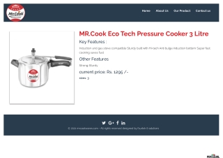 MR.Cook Eco Tech Pressure Cooker 3 Litre