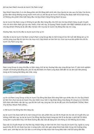 Cách giải thích về thành công Izumi City Đồng Nai