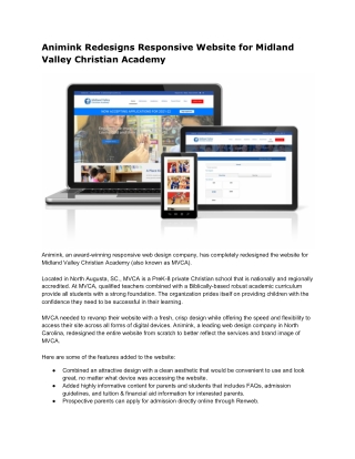 Animink Redesigns Responsive Website for Midland Valley Christian Academy