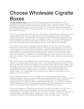 Cigratte Boxes in USA