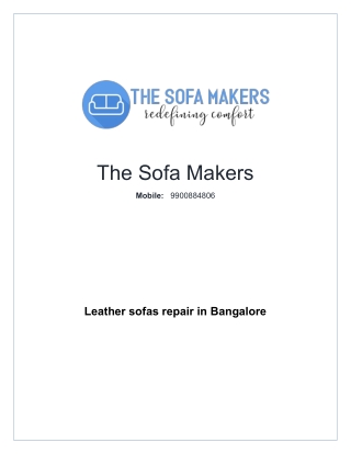 Leather sofas repair in Bangalore