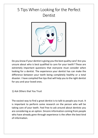 5 Tips When Looking for the Perfect Dentist