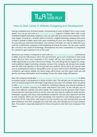 How to Start Career in Website Designing and Development