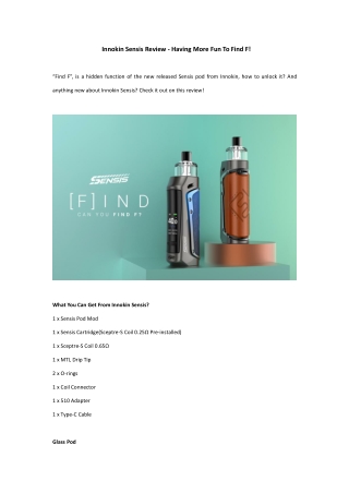 Innokin Sensis Review - Having More Fun To Find F!