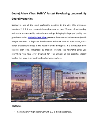 Godrej Ashok Vihar - Lavishness Extra Loaded With Apartments