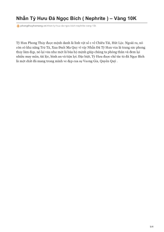Nhẫn Tỳ Hưu Đá Ngọc Bích ( Nephrite ) – Vàng 10K