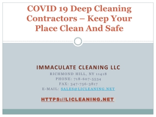 COVID 19 Deep Cleaning Contractors – Keep Your Place Clean And Safe