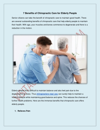 7 Benefits Of Chiropractic Care for Elderly People