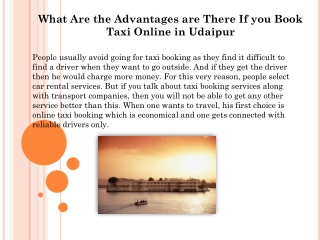 What Are the Advantages are There If you Book Taxi Online in Udaipur