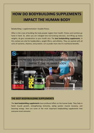 HOW DO BODYBUILDING SUPPLEMENTS IMPACT THE HUMAN BODY