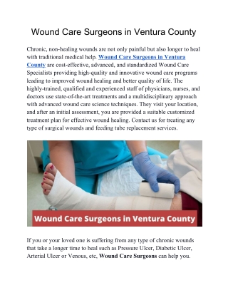 Wound Care Surgeons in Ventura County