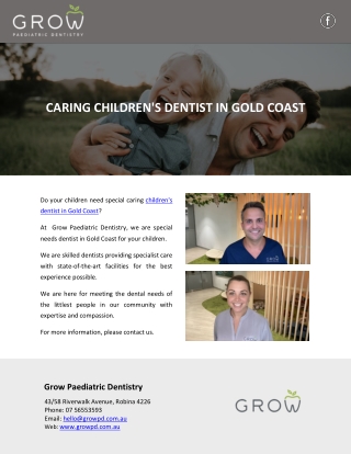 CARING CHILDREN'S DENTIST IN GOLD COAST