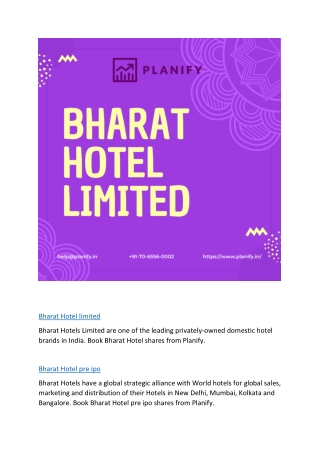 Bharat Hotel shares