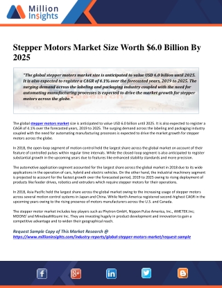 Stepper Motors Market Size Worth $6.0 Billion By 2025
