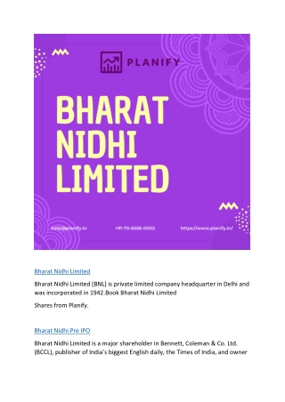 Bharat Nidhi IPO