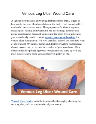 Venous Leg Ulcer Wound Care