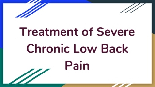 Treatment of chronic pain