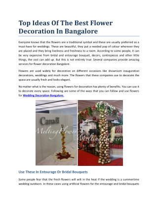 Top Ideas Of The Best Flower Decoration In Bangalore