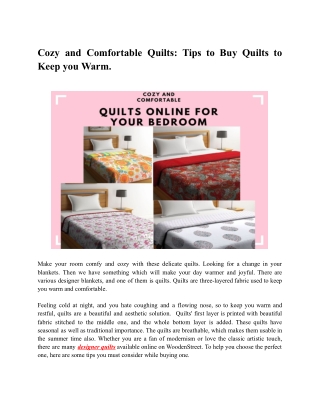Best Selling Quilts Online from Wooden Street in India
