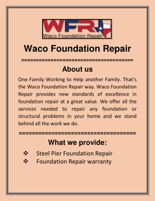 Foundation Repair Warranty